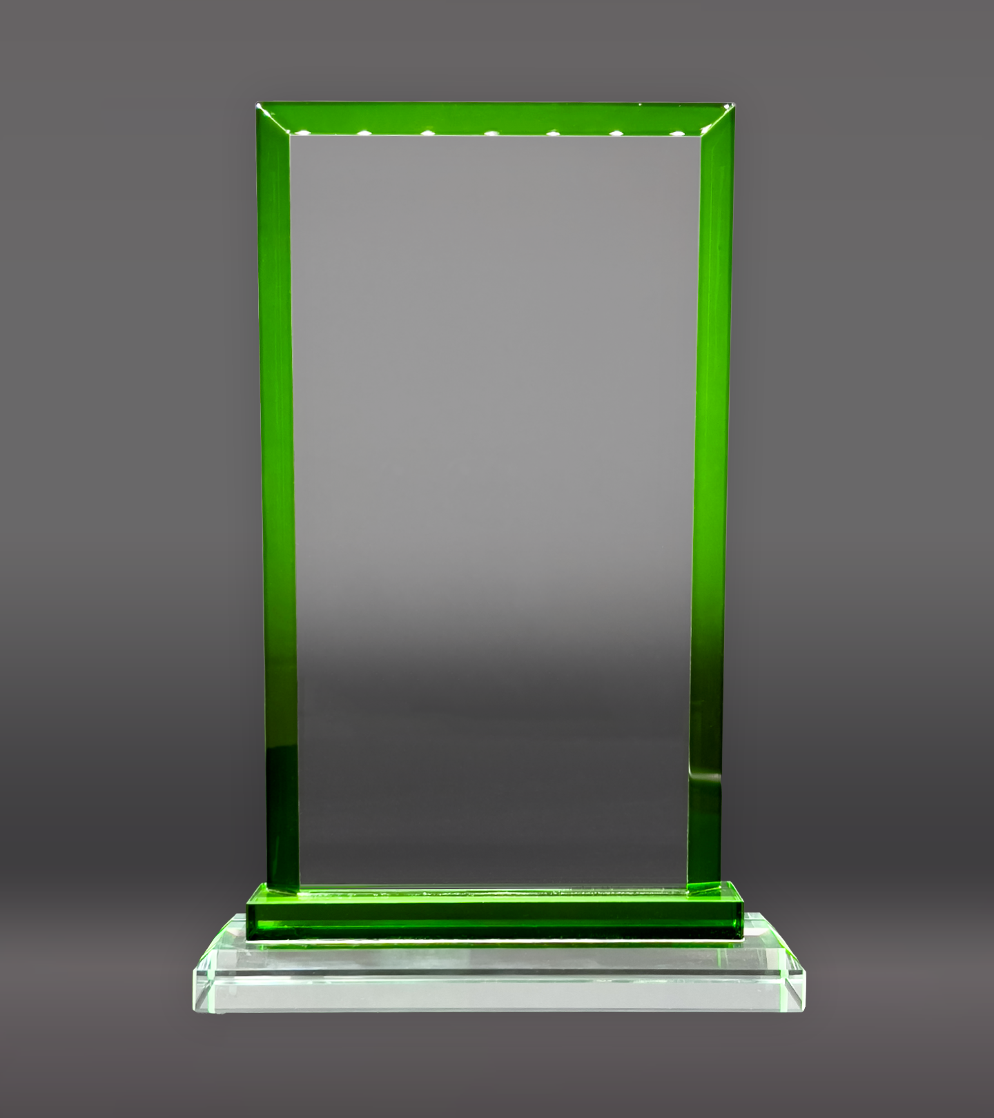 Green Trim Rectangle Crystal Award