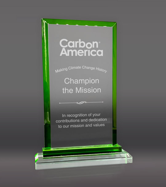 Green Trim Rectangle Crystal Award
