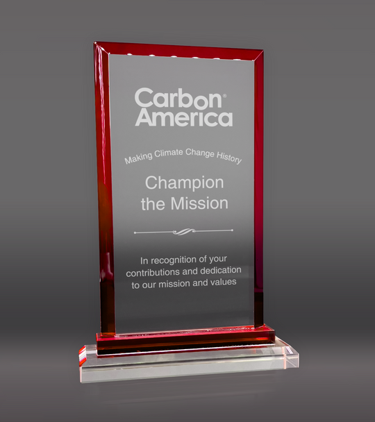 Red Trim Rectangle Crystal Award