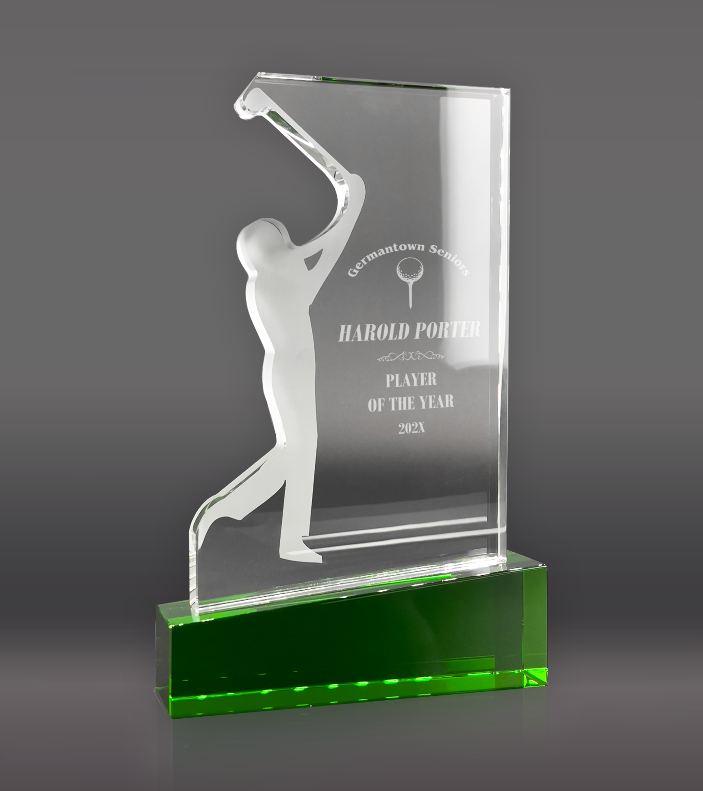 Golf Swing Crystal with Green Base