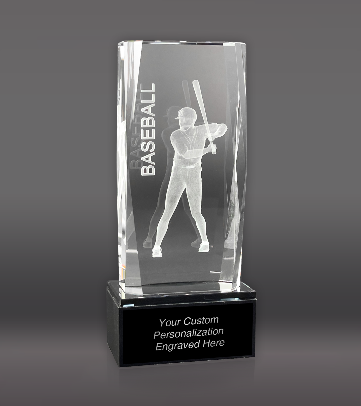 3D Sports Baseball Crystal w/ Base