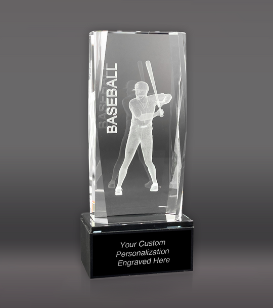 3D Sports Baseball Crystal w/ Base