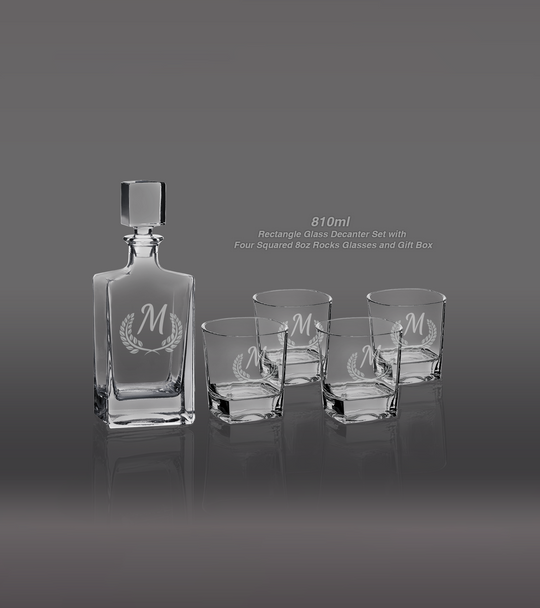Custom Engraved Glass Decanter Set