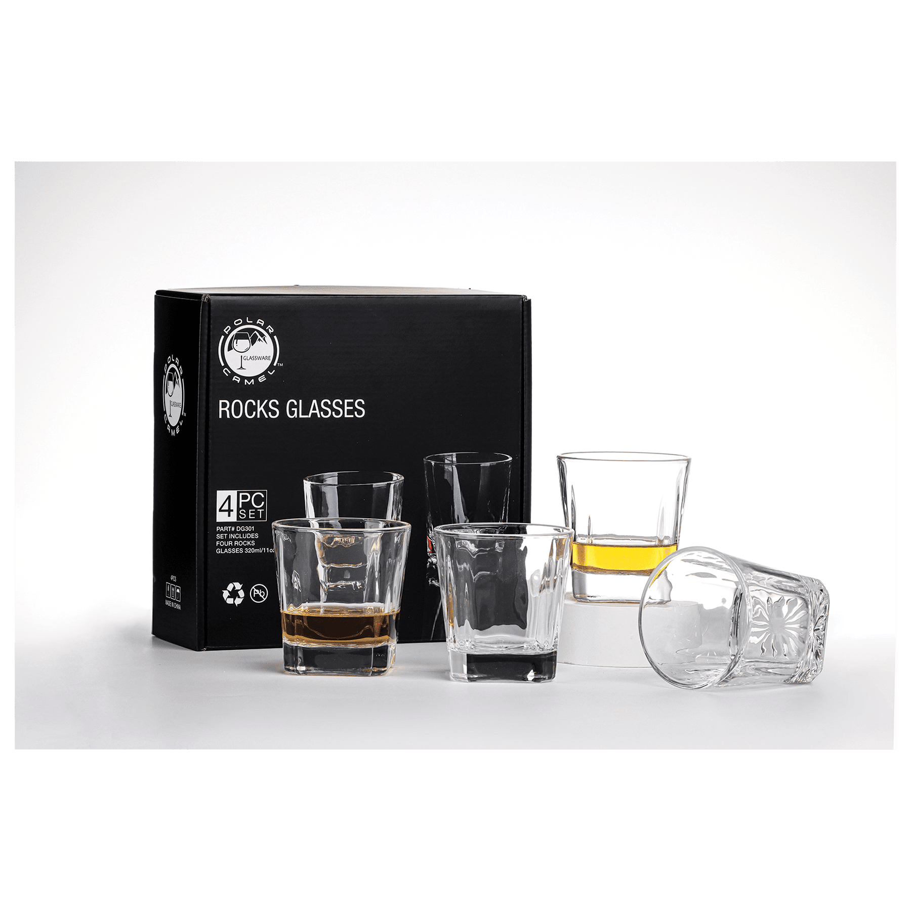 Set of Four 11 oz. Square Rocks Glasses Box Set