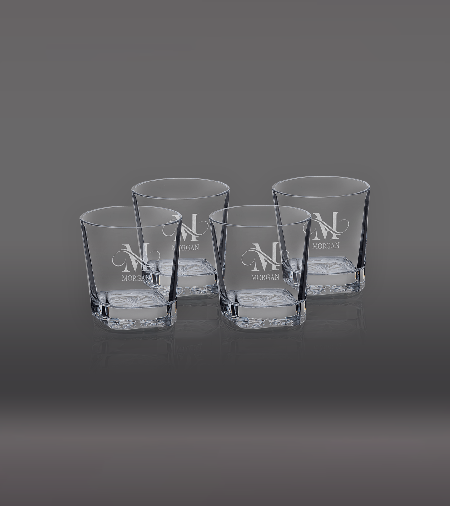 Set of Four 11 oz. Square Rocks Glasses in Gift Box