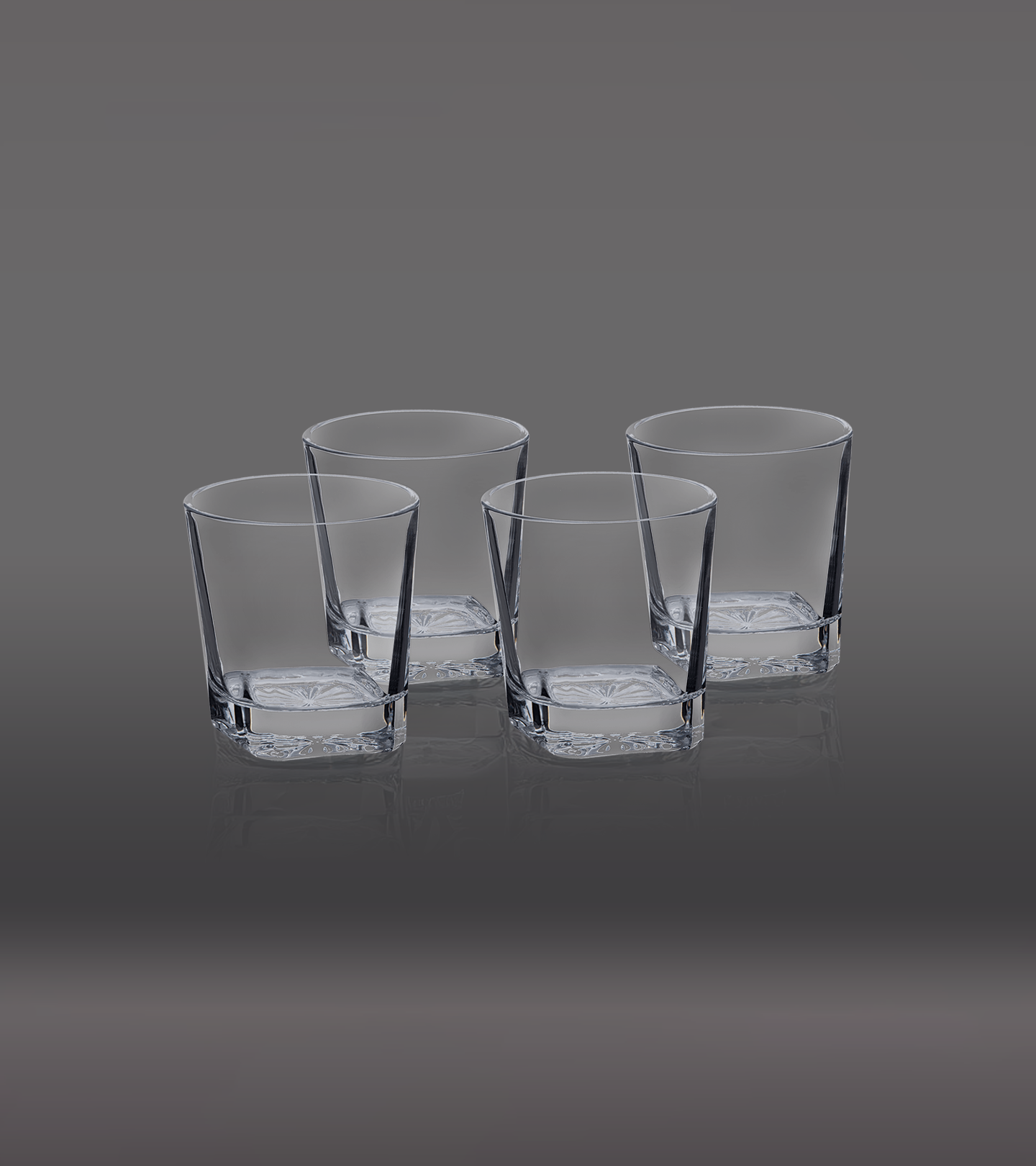 Set of Four 11 oz. Square Rocks Glasses in Gift Box