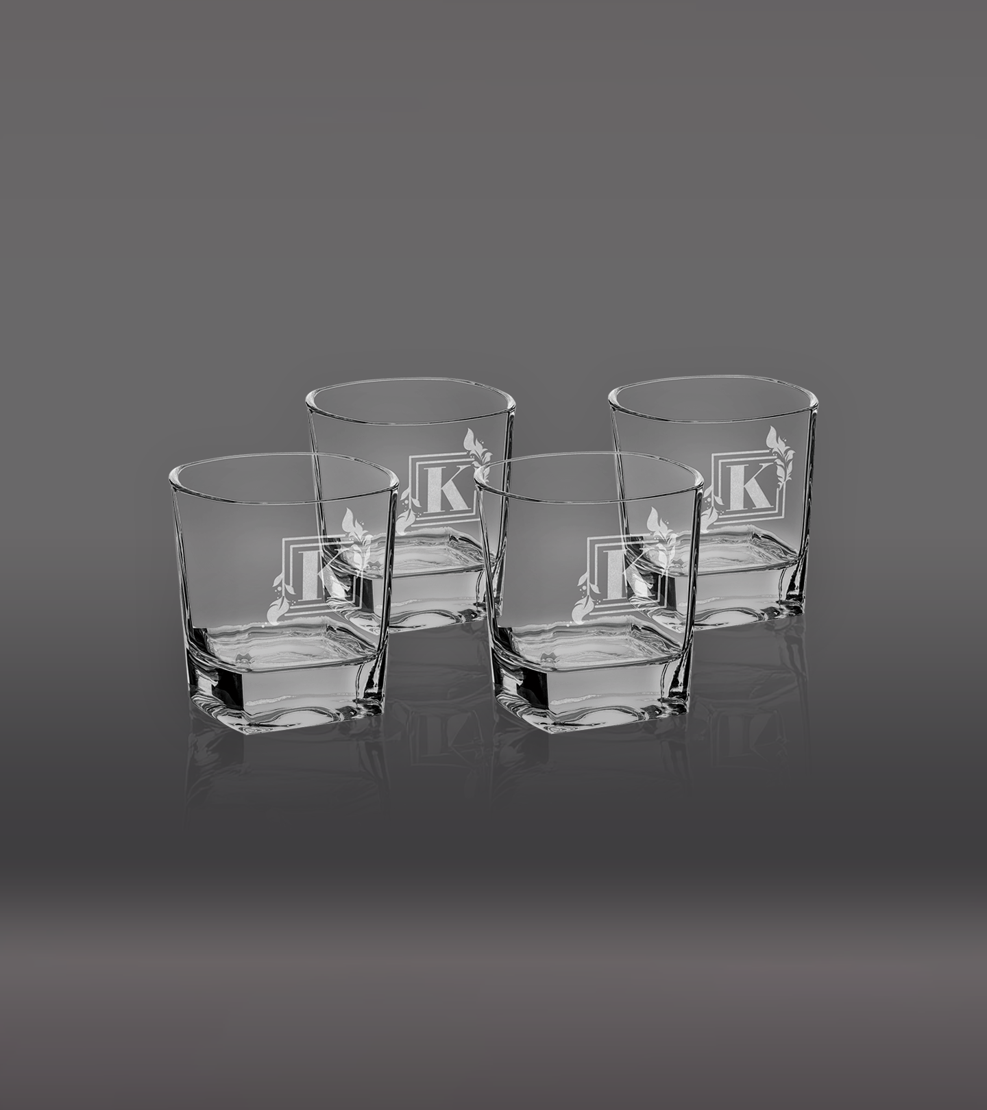 Set of Four 8 oz. Rectangle Rocks Glasses in Gift Box