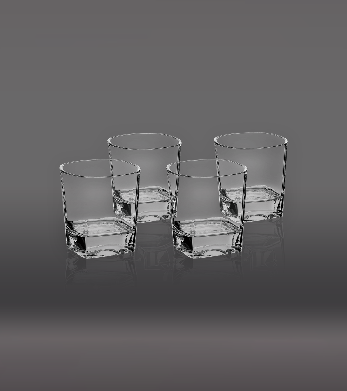 Set of Four 8 oz. Rectangle Rocks Glasses in Gift Box