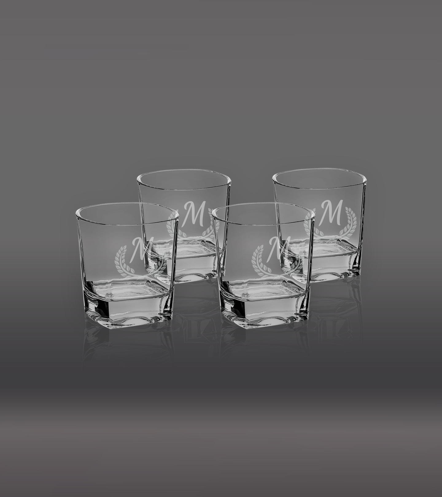 Set of Four 11 oz. Square Rocks Glasses in Gift Box