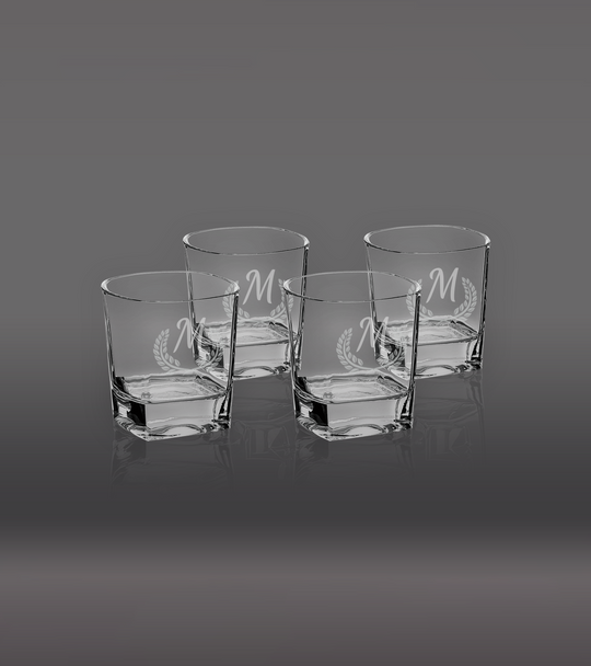 Set of Four 8 oz. Rectangle Rocks Glasses in Gift Box