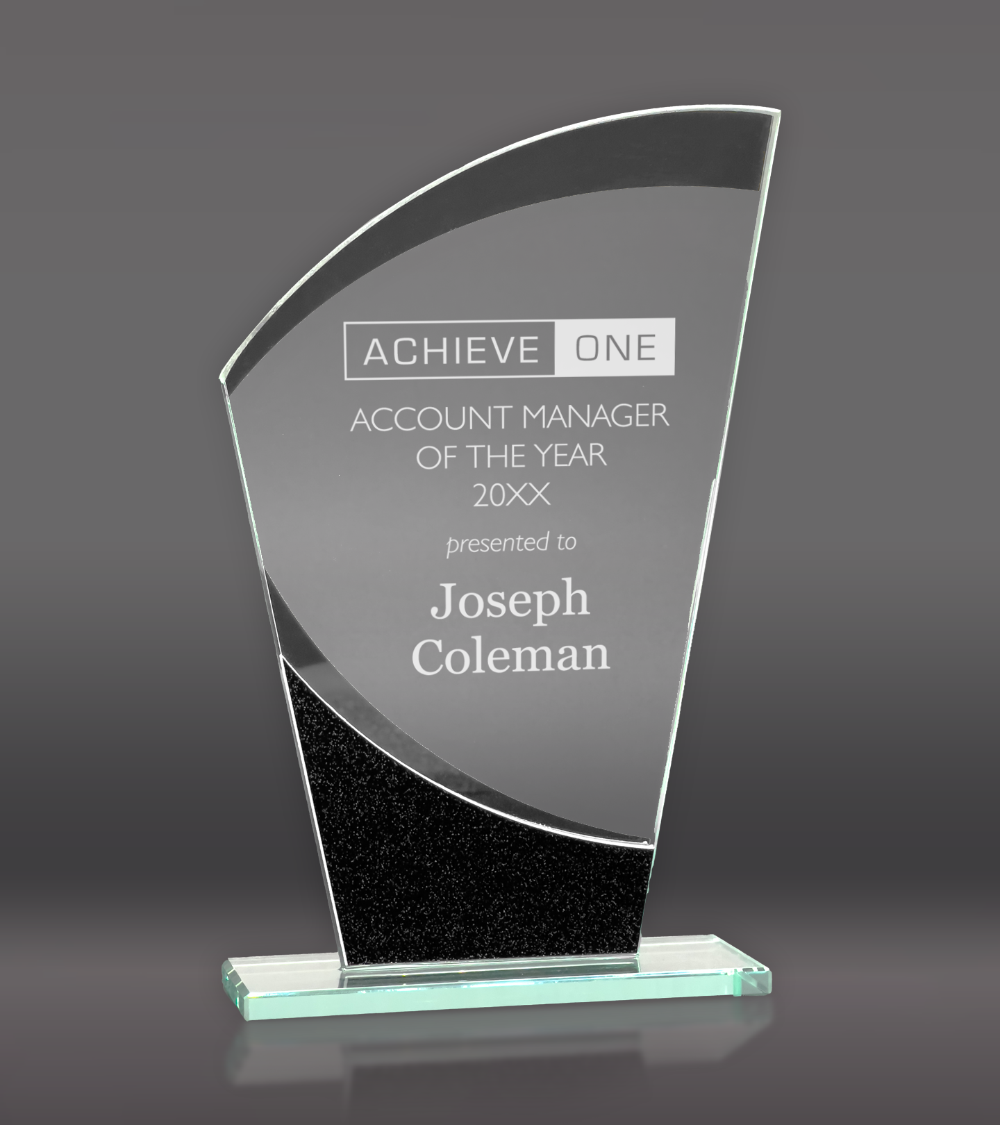 Custom Engraved Wave Designer Glass Award