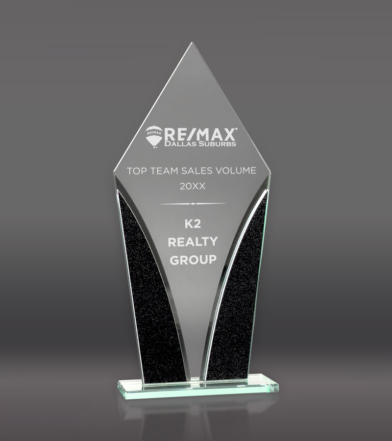 Custom Engraved Diamond Designer Glass Award