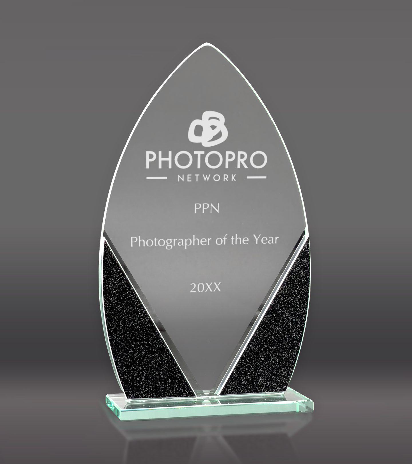 Custom Engraved Oval Designer Glass Award 