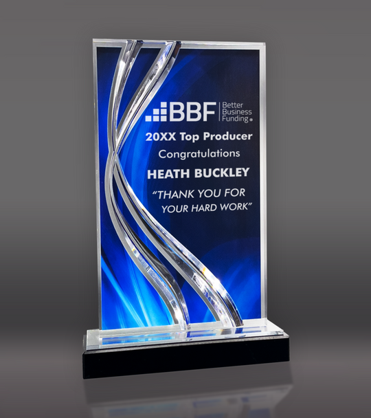 Blue Swirl Wave Acrylic Award