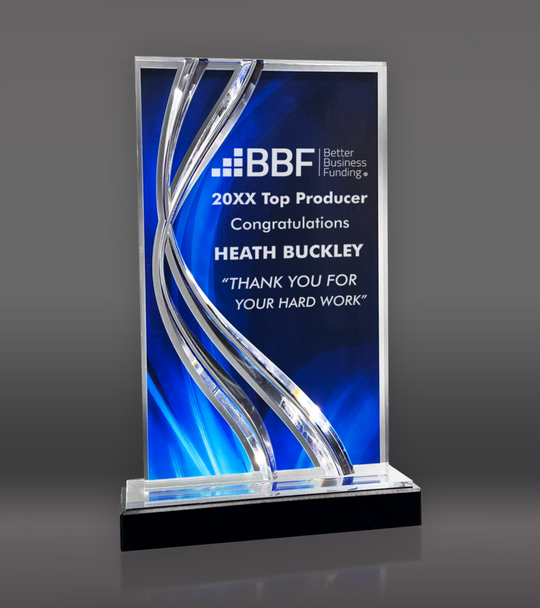 Blue Swirl Wave Acrylic Award