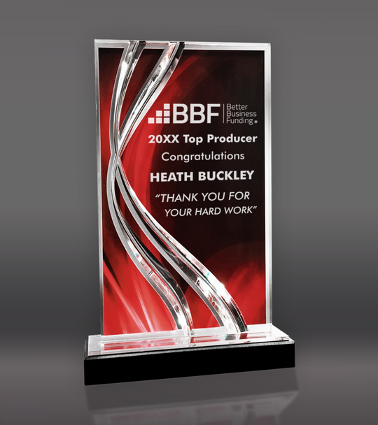 Red Swirl Wave Acrylic Award