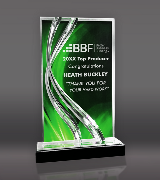 Green Swirl Wave Acrylic Award