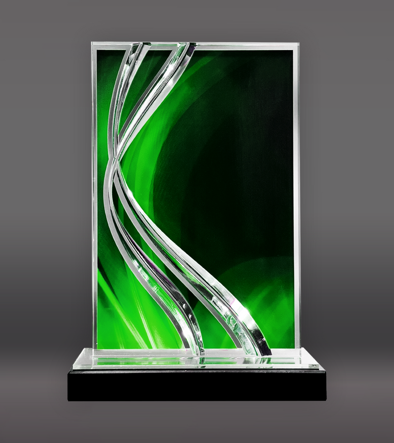 Green Swirl Wave Acrylic Front