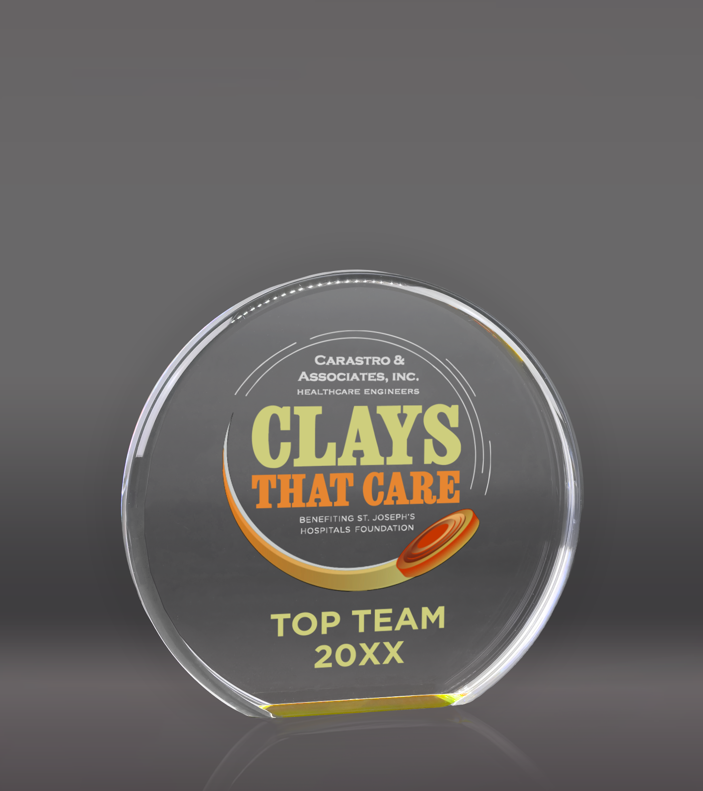 Color Printed Blue Reflective Circle Acrylic Award