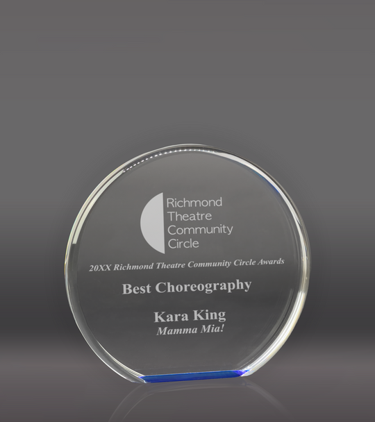 Laser Engraved Blue Reflective Circle Acrylic Award