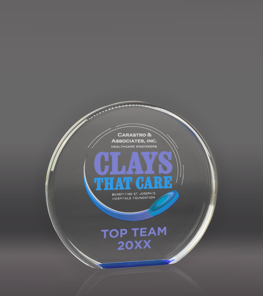 Color Printed Circle Acrylic Award - Blue