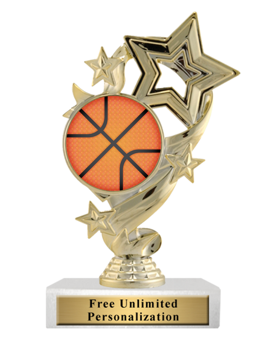 Basketball Trophy Colorful Star Ribbon