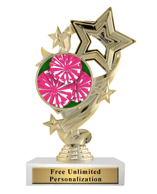 Cheerleading Trophy Colorful Star Ribbon