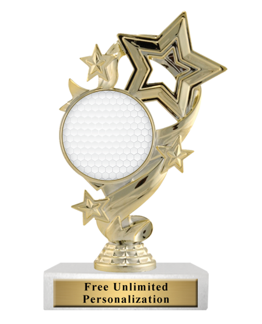 Golf Trophy Colorful Star Ribbon