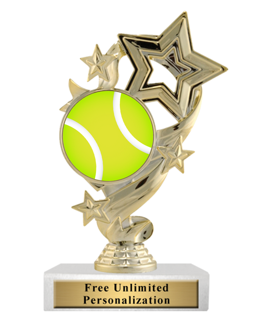 Tennis Trophy Colorful Star Ribbon