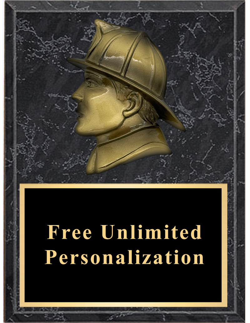 Custom Black Marble Firefighter Standout Plaque