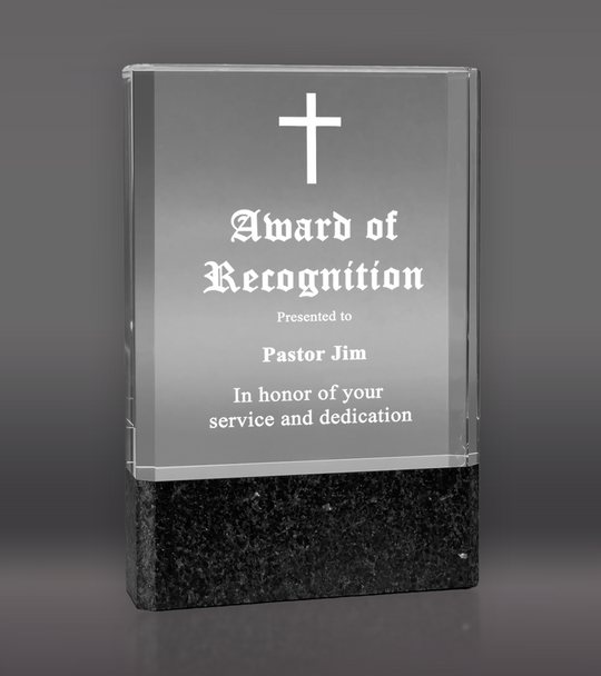 Clear Fusion Crystal Award with Black Marble