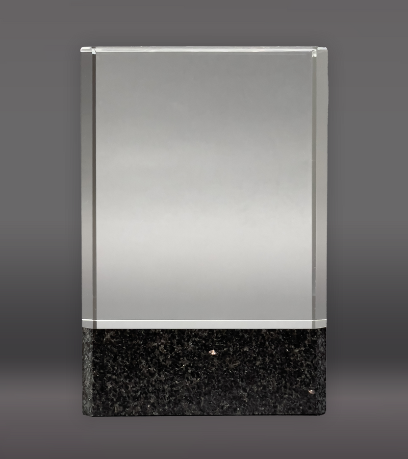 Clear Fusion Crystal Award with Black Marble Front