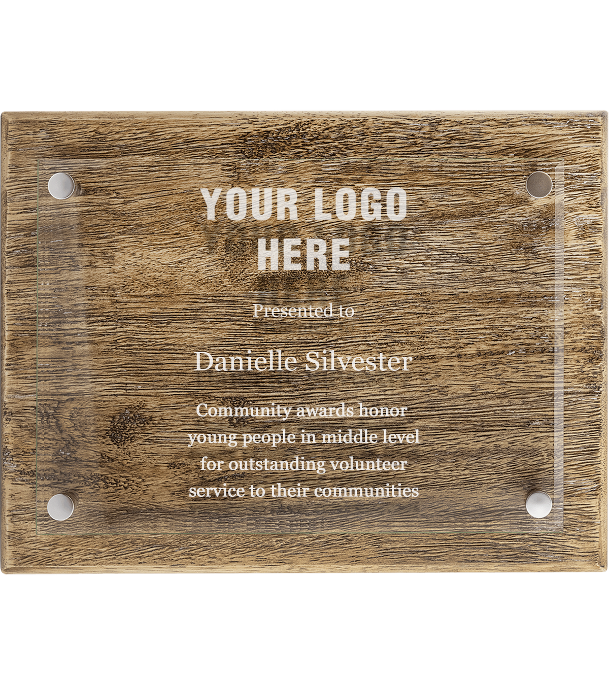 Laser Engraved Barnwood Floating Glass Plaque