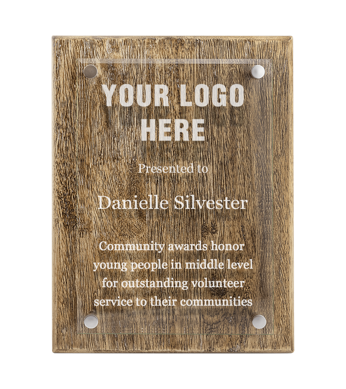 Laser Engraved Barnwood Floating Glass Plaque