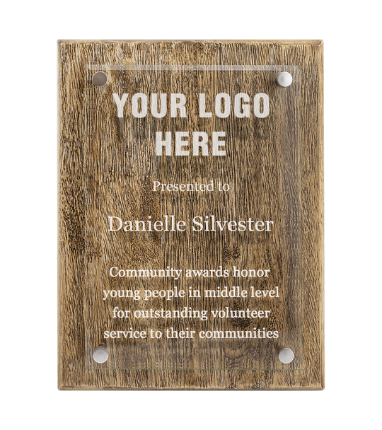 Laser Engraved Barnwood Floating Glass Plaque