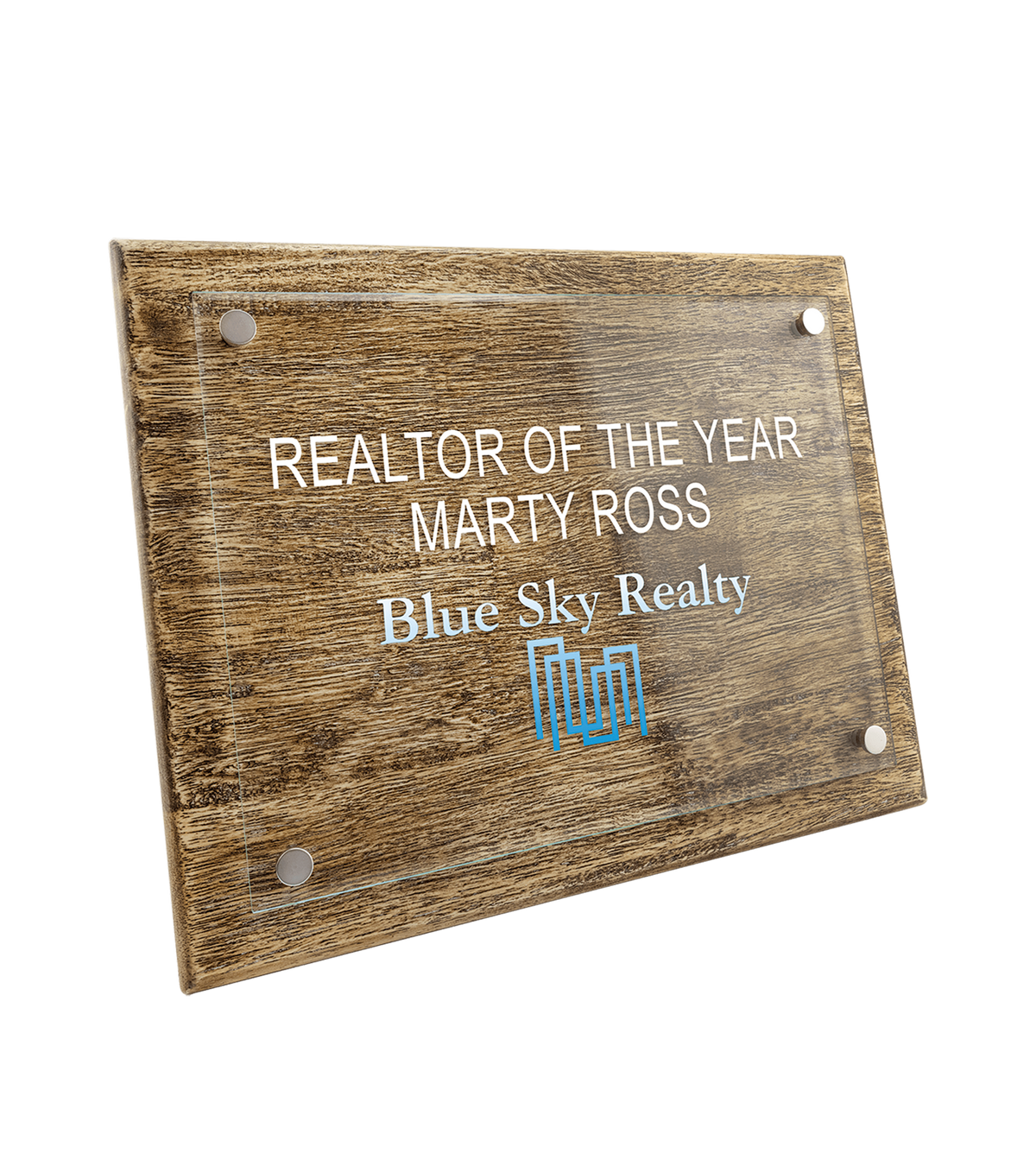 Color Printed Barnwood Floating Glass Plaque