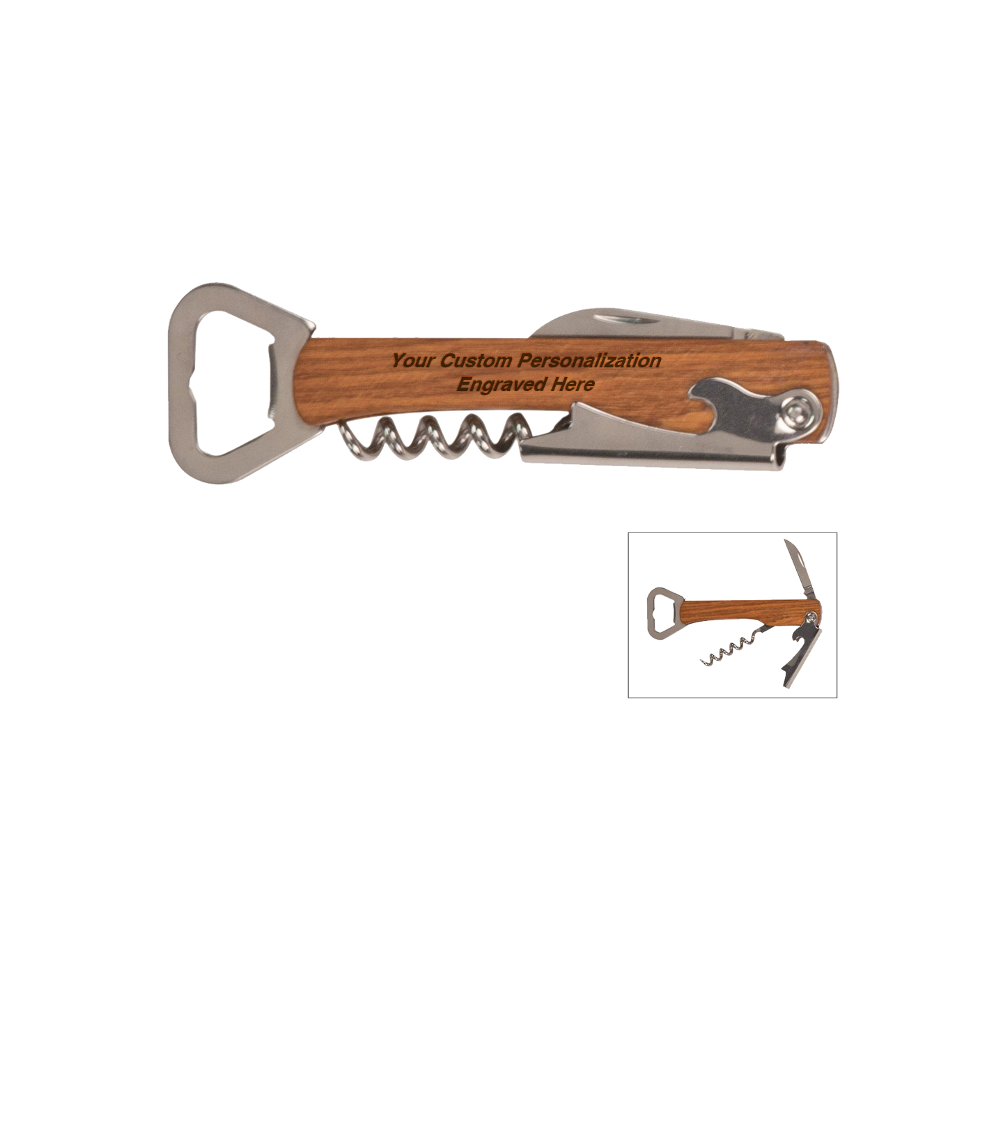 Wooden Bottle Opener & Wine Corkscrew