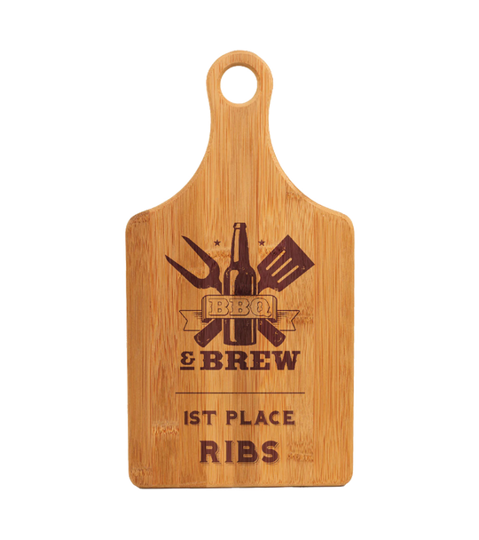 Bamboo Laser Engraved Cutting Board – Paddle