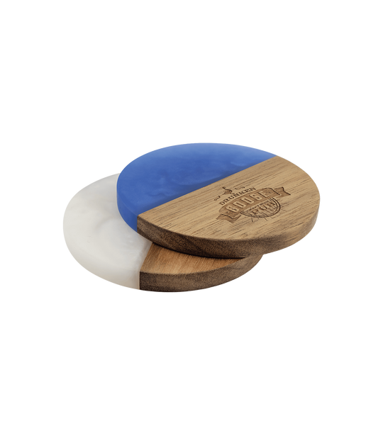Personalized Round Acacia with Acrylic Resin Coaster Set