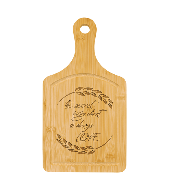 Personalized Paddle Cutting Board with Drip Ring - 13.5 inch