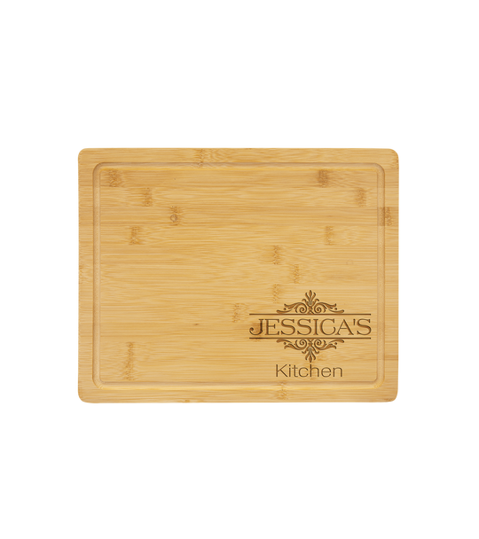 Bamboo Engraved Cutting Board with Drip Ring - 13.75 inch