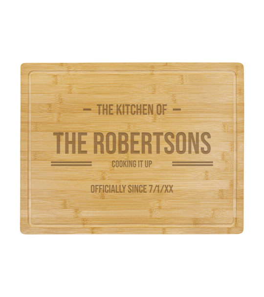 Bamboo Engraved Cutting Board with Drip Ring - 19.75 inch