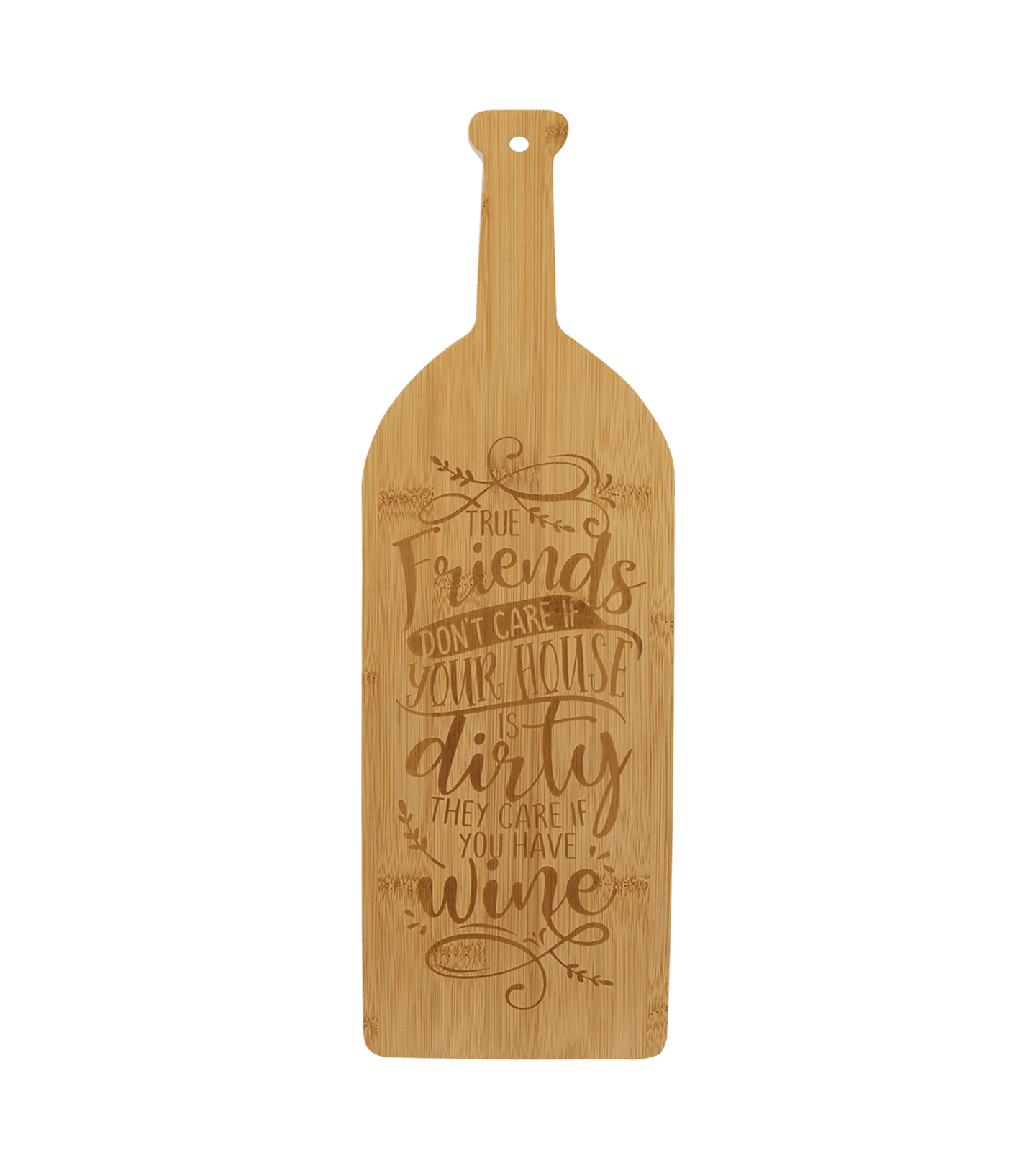 Personalized Bamboo Wine Bottle Cutting Board - 17 inch