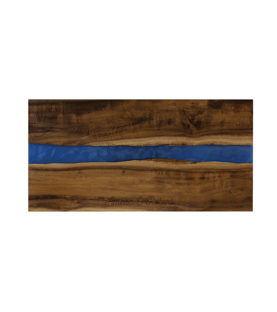 Acacia with Blue Pearl Resin Personalized Serving Board