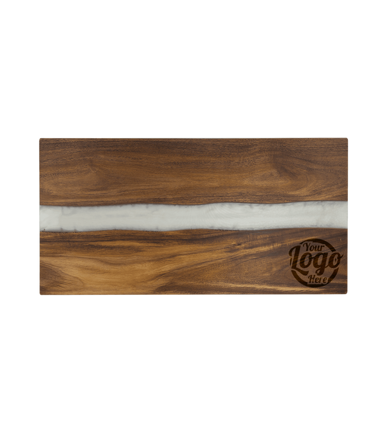Acacia with White Pearl Resin Personalized Serving Board