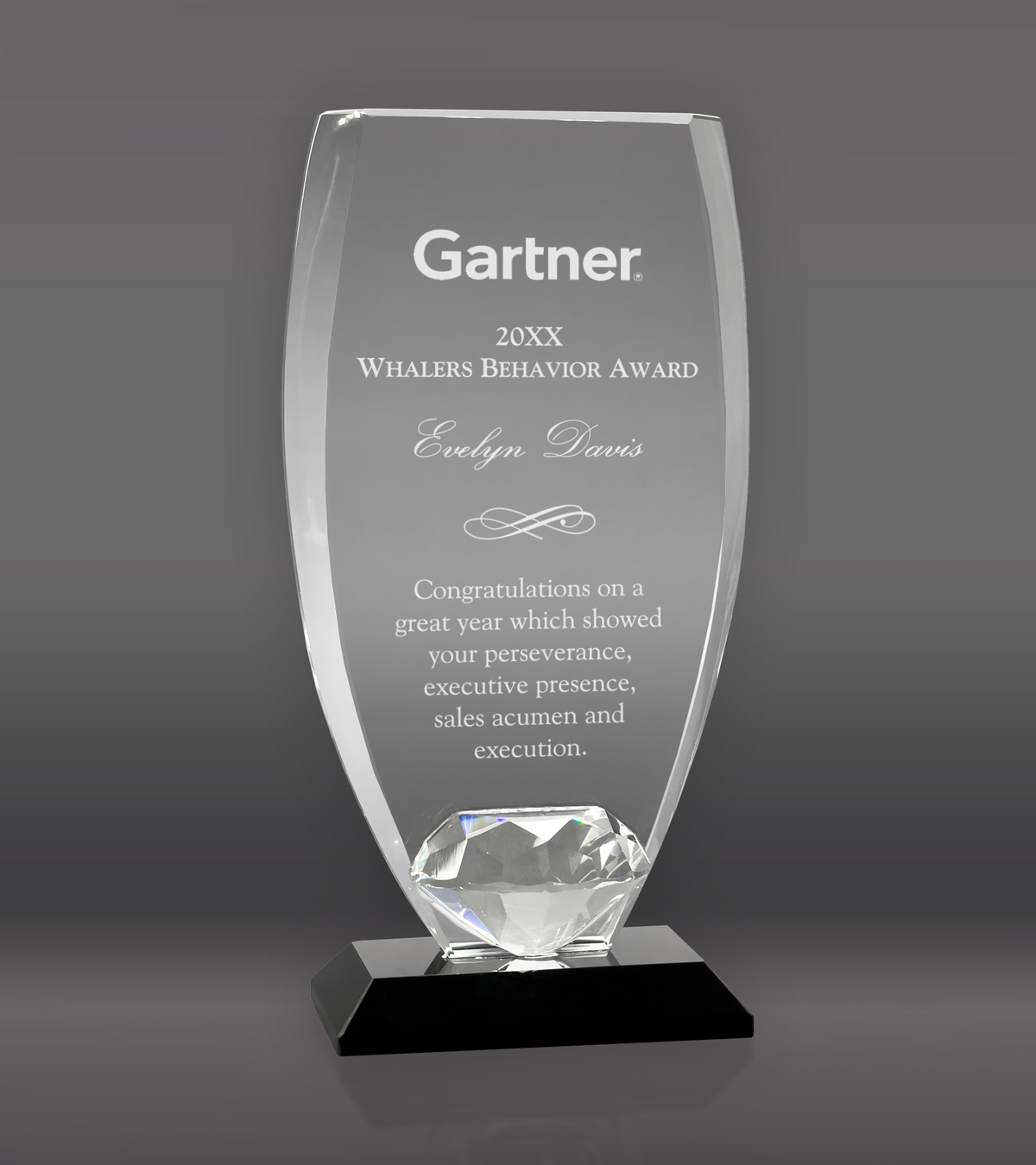 Custom Engraved Paragon Diamond Glass Award