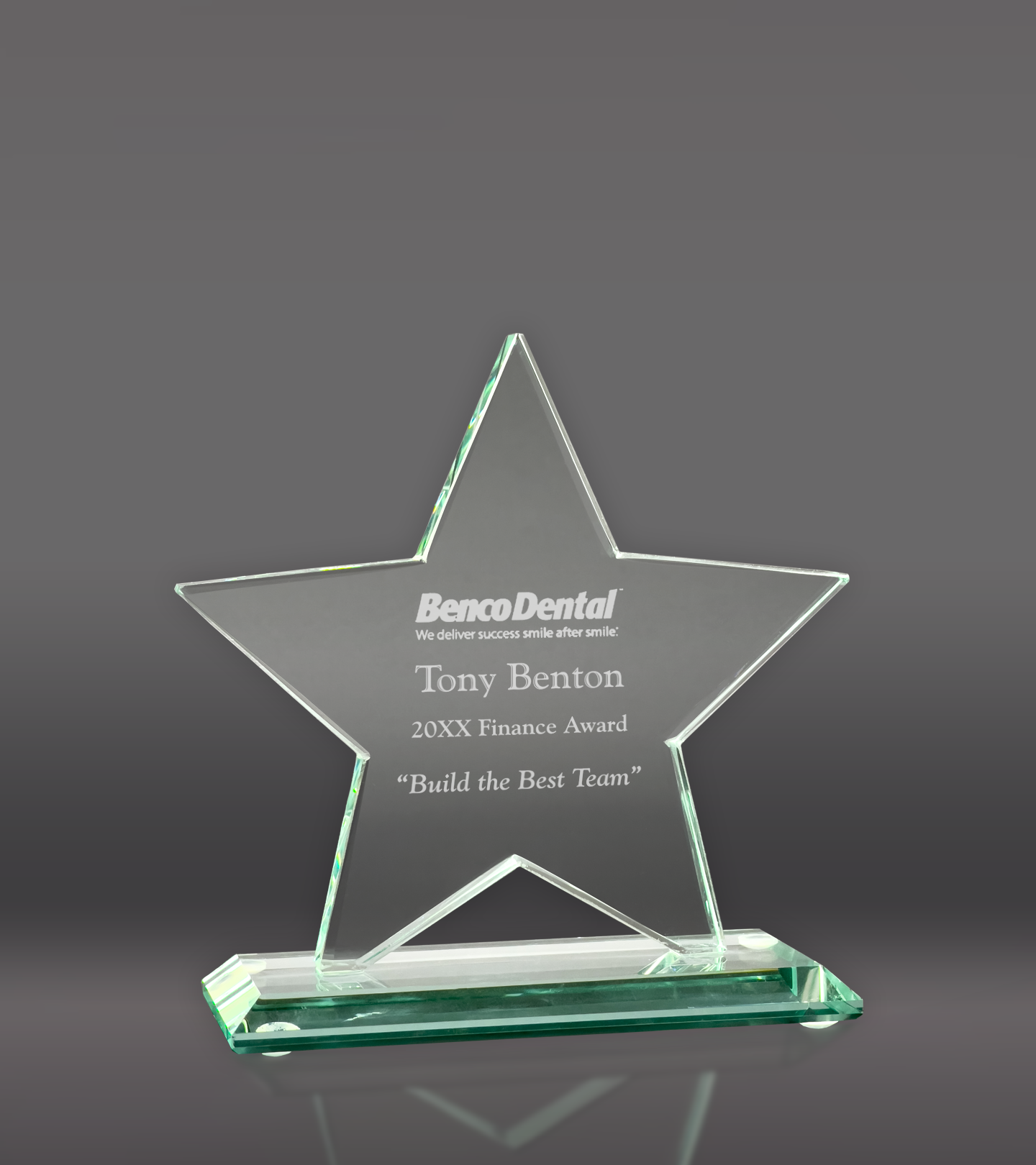 Custom Engraved Star Glass Award