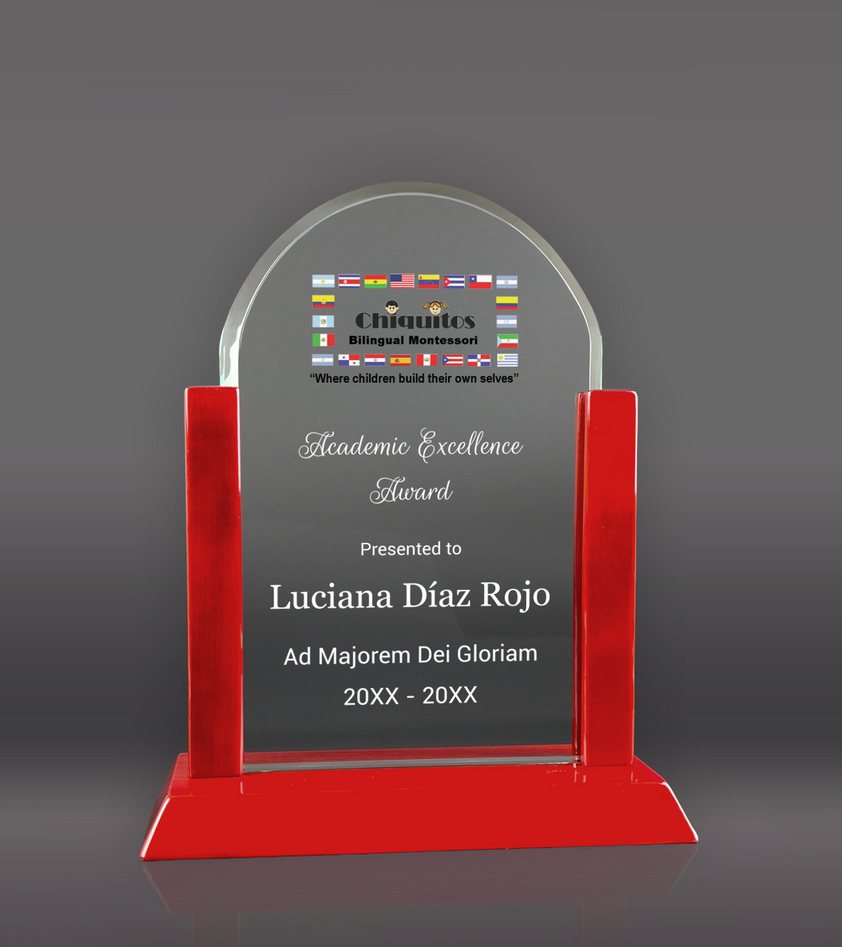 Color Printed Rosewood Arch Glass Award