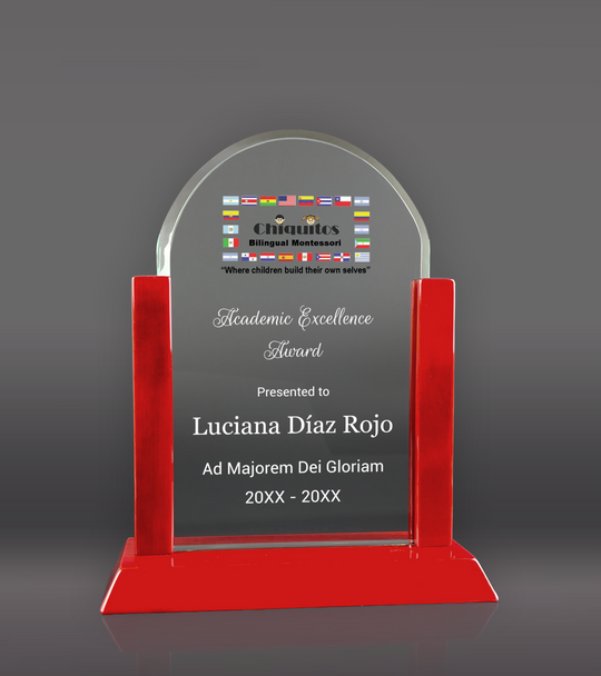 Color Printed Rosewood Arch Glass Award