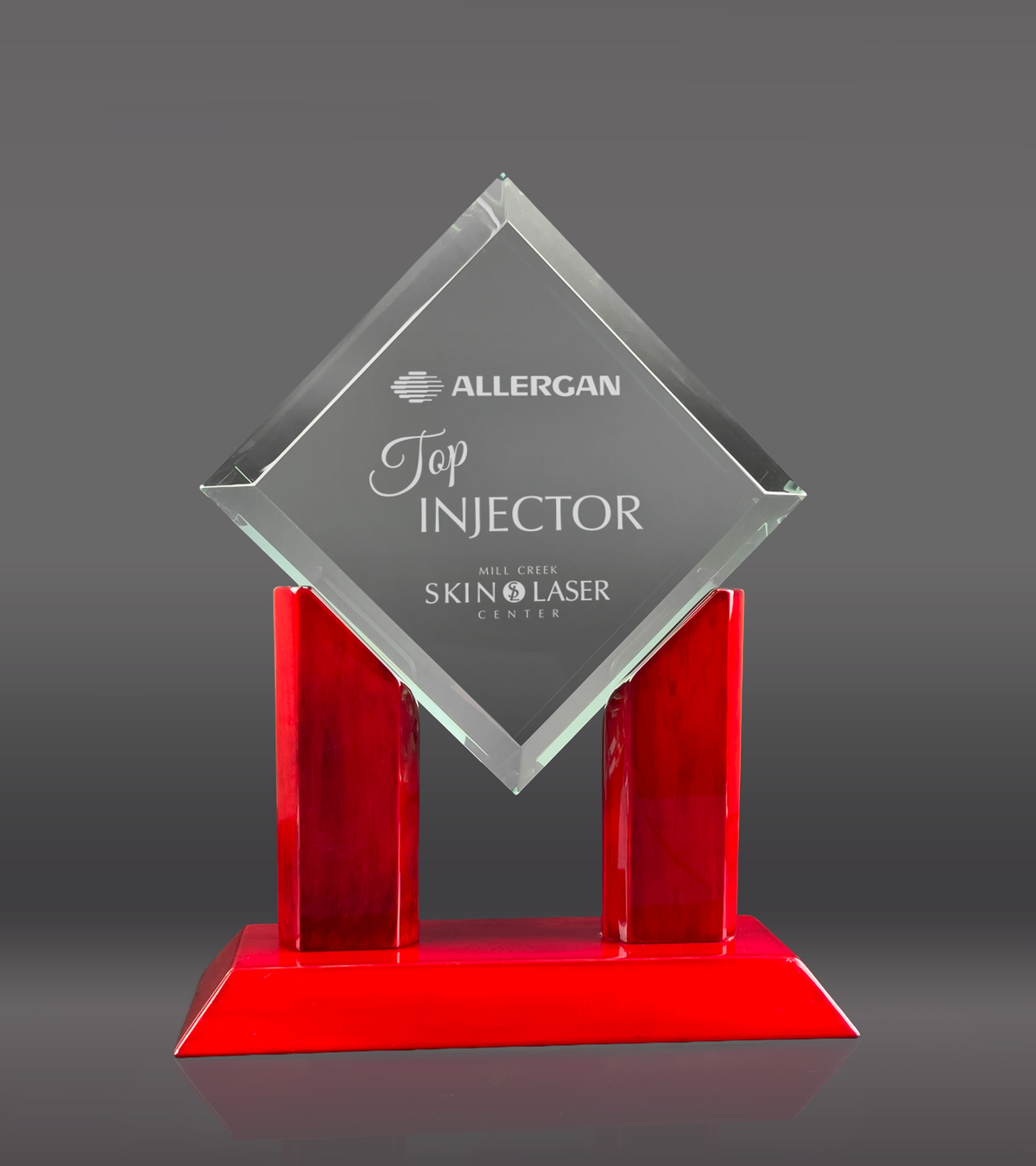 Laser Engraved Rosewood Diamond Glass Award